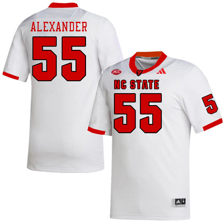 Men #55 Blair Alexander NC State Wolfpack College Football Jerseys Stitched-White